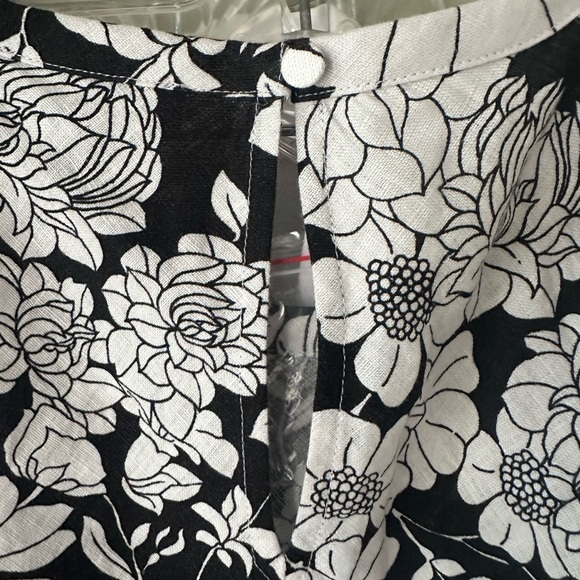 NWT J. Crew Linen Halter Style Black and White Floral Women's Top SZ XL - Picture 7 of 8